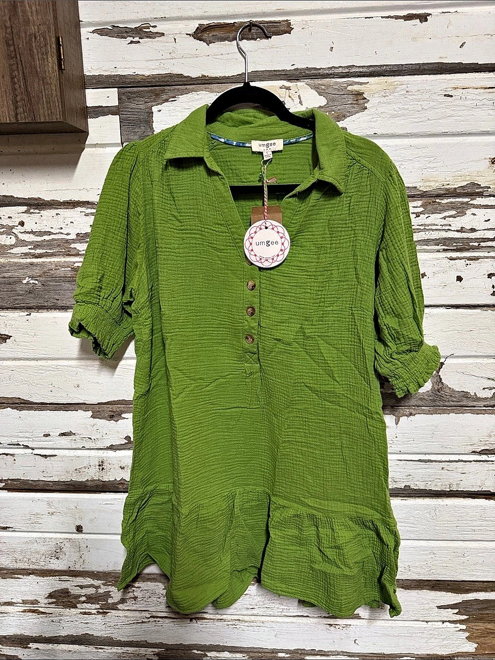 Umgee Green Button Front Tunic Size Large NWT(66